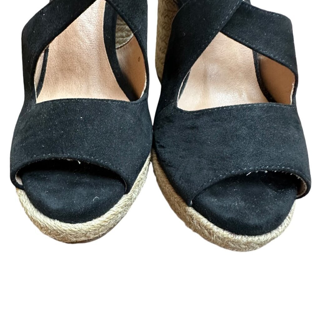 Yellow Box Amarie Black Suede Espadrille Block Heel‎ Shoe Sandal Size 6 - Picture 3 of 9